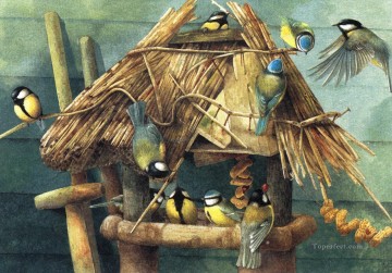 Animal Painting - hogar para pájaros tomtits